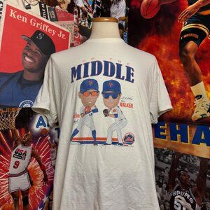 New York Mets Neil Walker Jose Reyes Retro Baseball Caricature T Shirt MLB